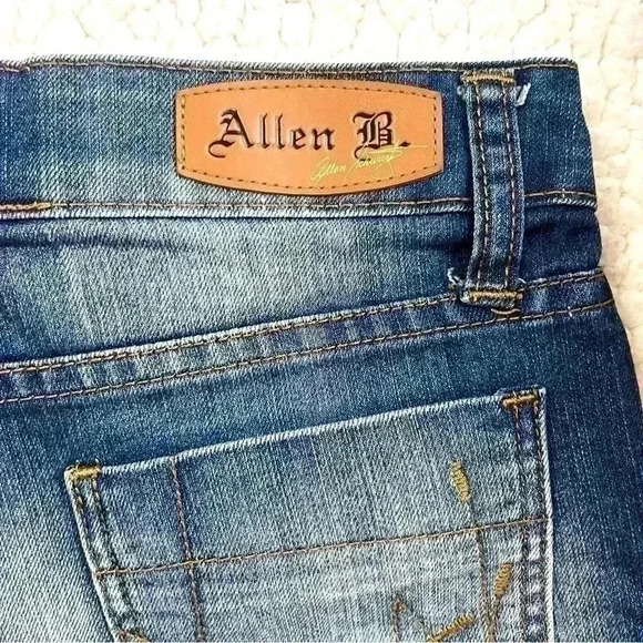 ALLEN B Faded Bleached Midrise Stretch Raw Hem Denim Jean Shorts Size 2 - Picture 9 of 13